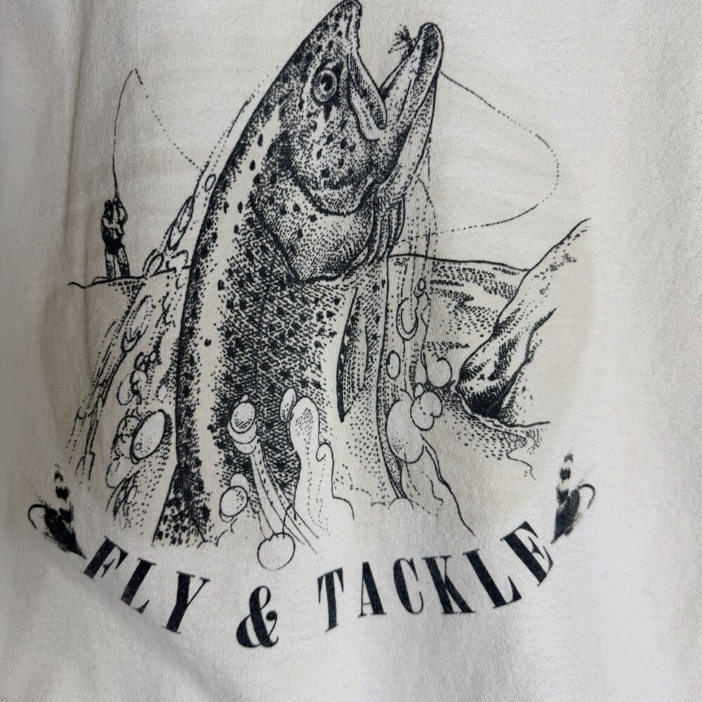 Del Sol Fly and Tackle Vintage TShirt Men's Size Large Ivory Fishing Outdoors
